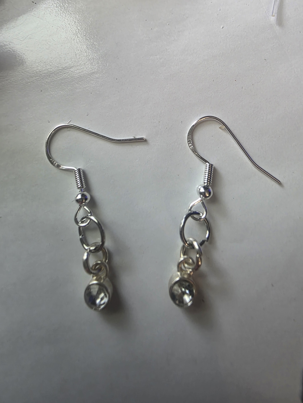 925 Silver Crystal Dangle Drop Earrings